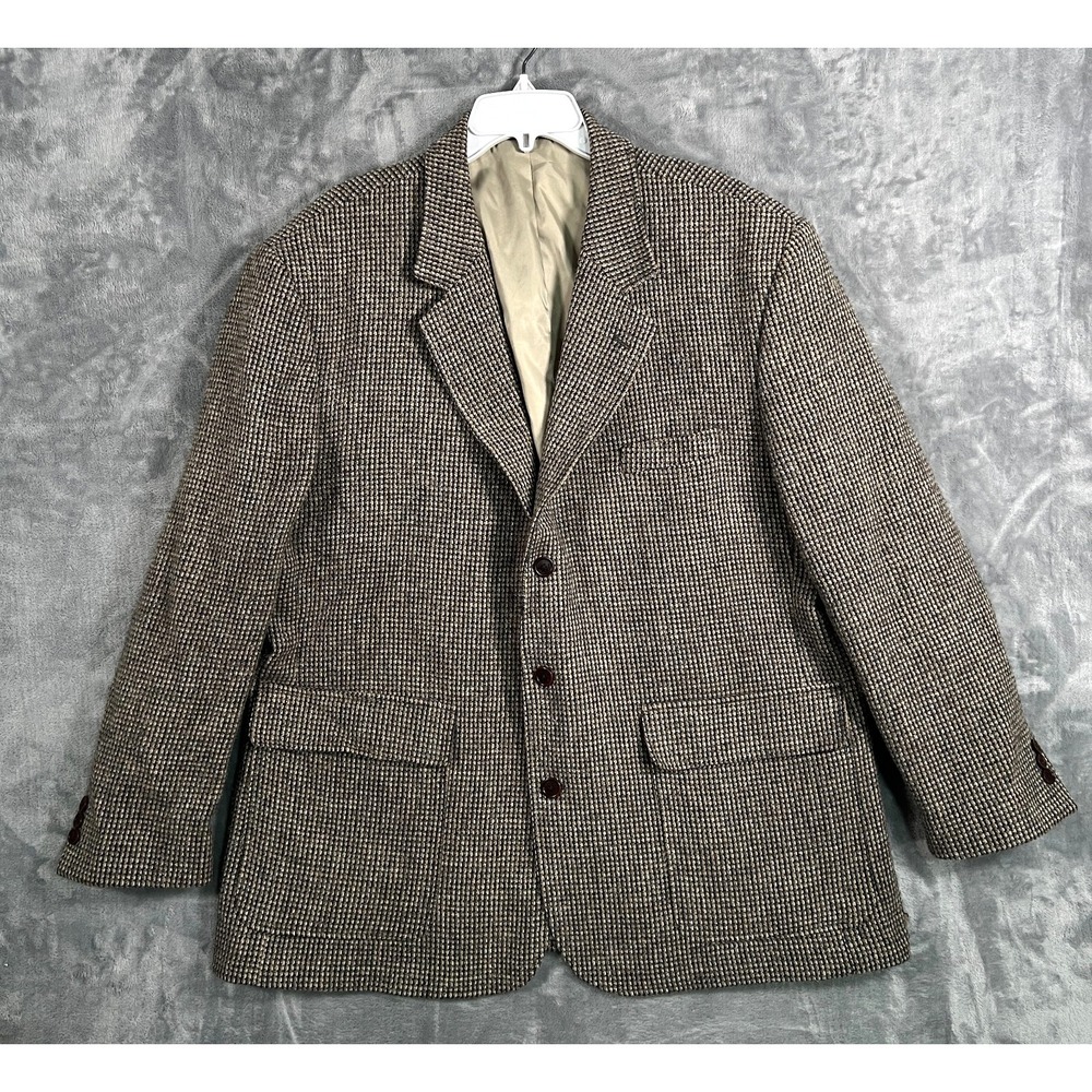Vintage Orvis Tweed Sport Coat Blazer Mens 48R 3 Button New Wool Beige Jacket
